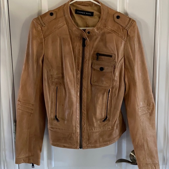 Andrew Marc Tan Leather Jacket - Picture 1 of 2